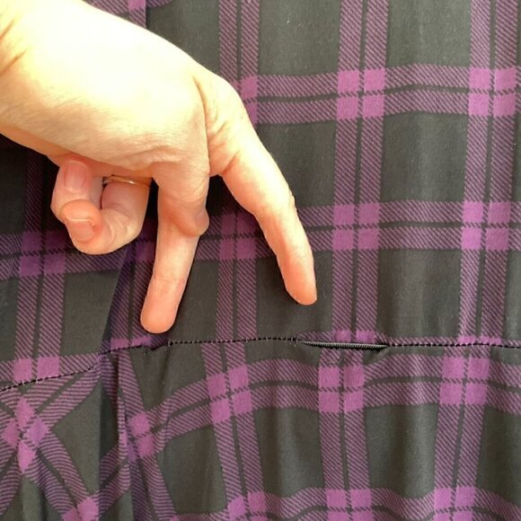 TORRID 2 Plus Size Purple Plaid Studio Wrap Dress Black Surplice 3/4 Sleeve 2X - Picture 12 of 16